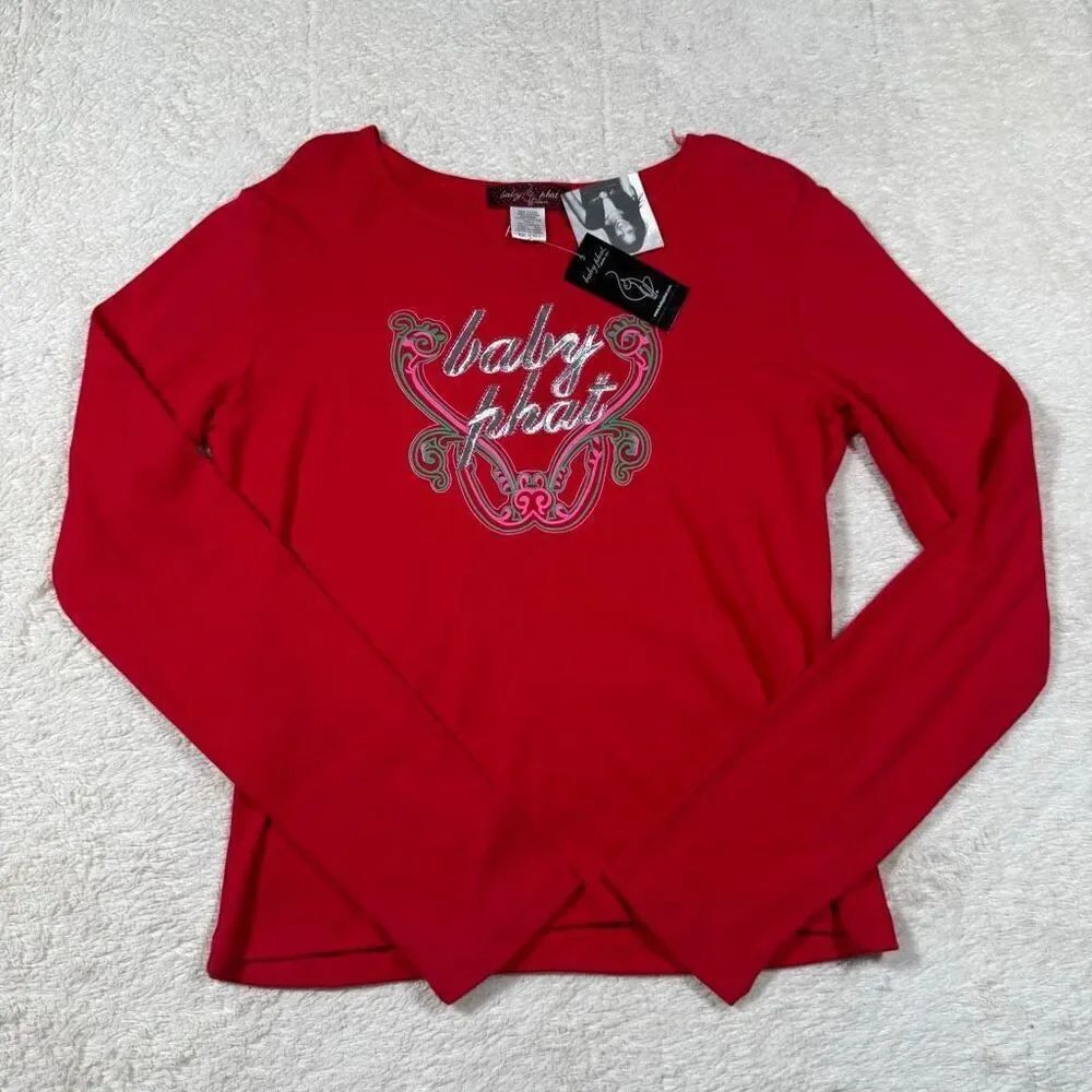 NWT Y2K Baby Phat Logo Long Sleeve Top McBling Mall Shirt Graphic Tee